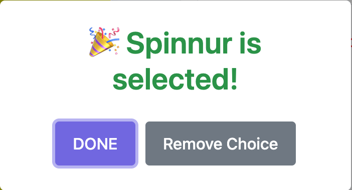 Selected option message